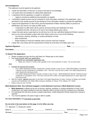 Form SH127 Application for a Mold Abatement Worker or Supervisor License - New York, Page 2