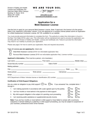 Form SH128 Application for a Mold Assessor License - New York