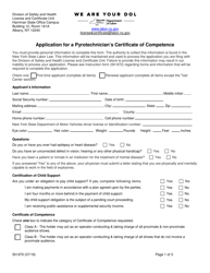 Form SH870 Application for a Pyrotechnician&#039;s Certificate of Competence - New York