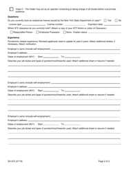 Form SH870 Application for a Pyrotechnician&#039;s Certificate of Competence - New York, Page 2