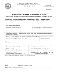 Document preview: Form SH753 Application for Approval of Installation or Device - New York