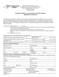 Form SH927 Workplace Safety &amp; Loss Prevention Incentive Program Application for Approval - New York