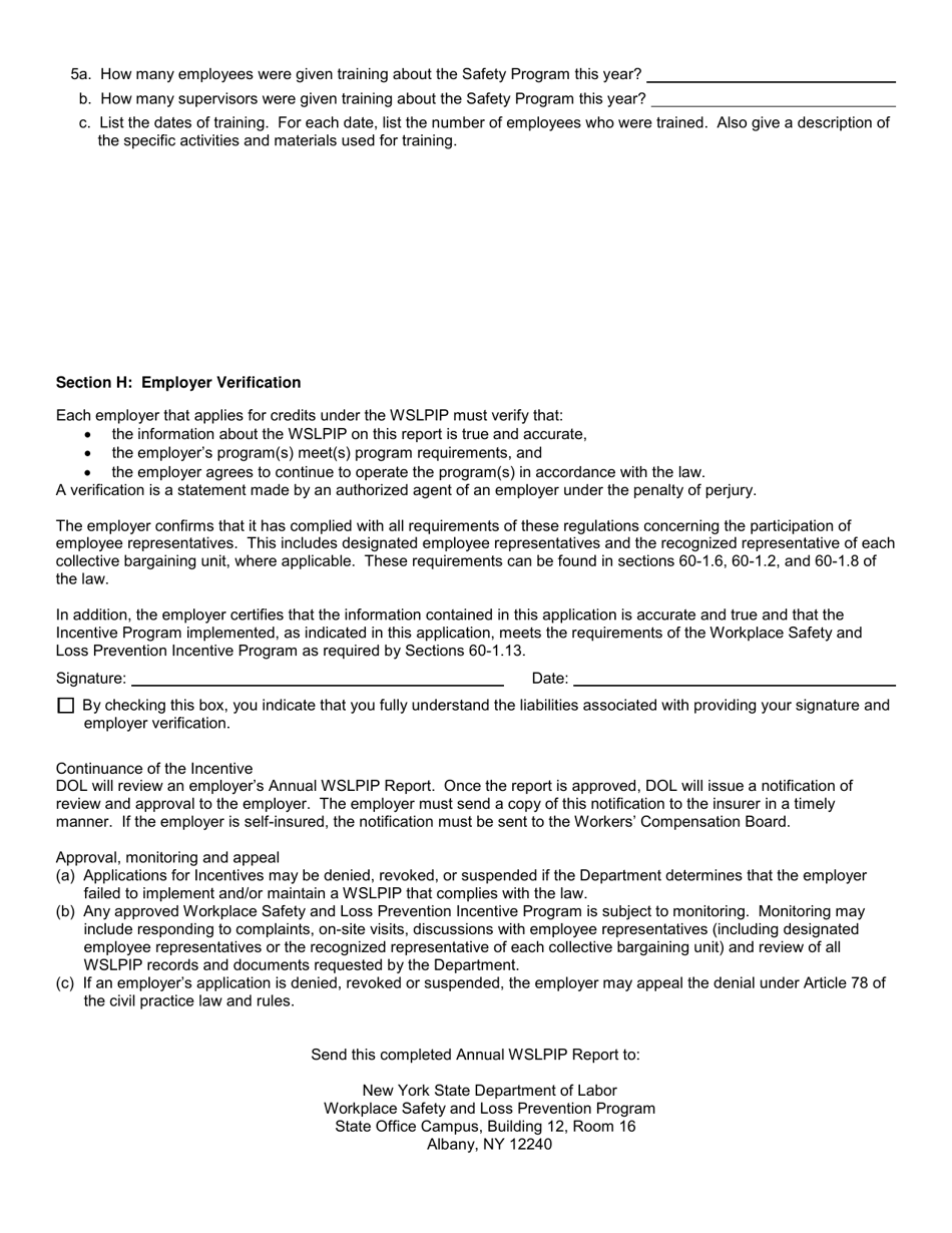 Form SH932 Workplace Safety and Loss Prevention Incentive Program Safety Program Annual Report - New York, Page 4