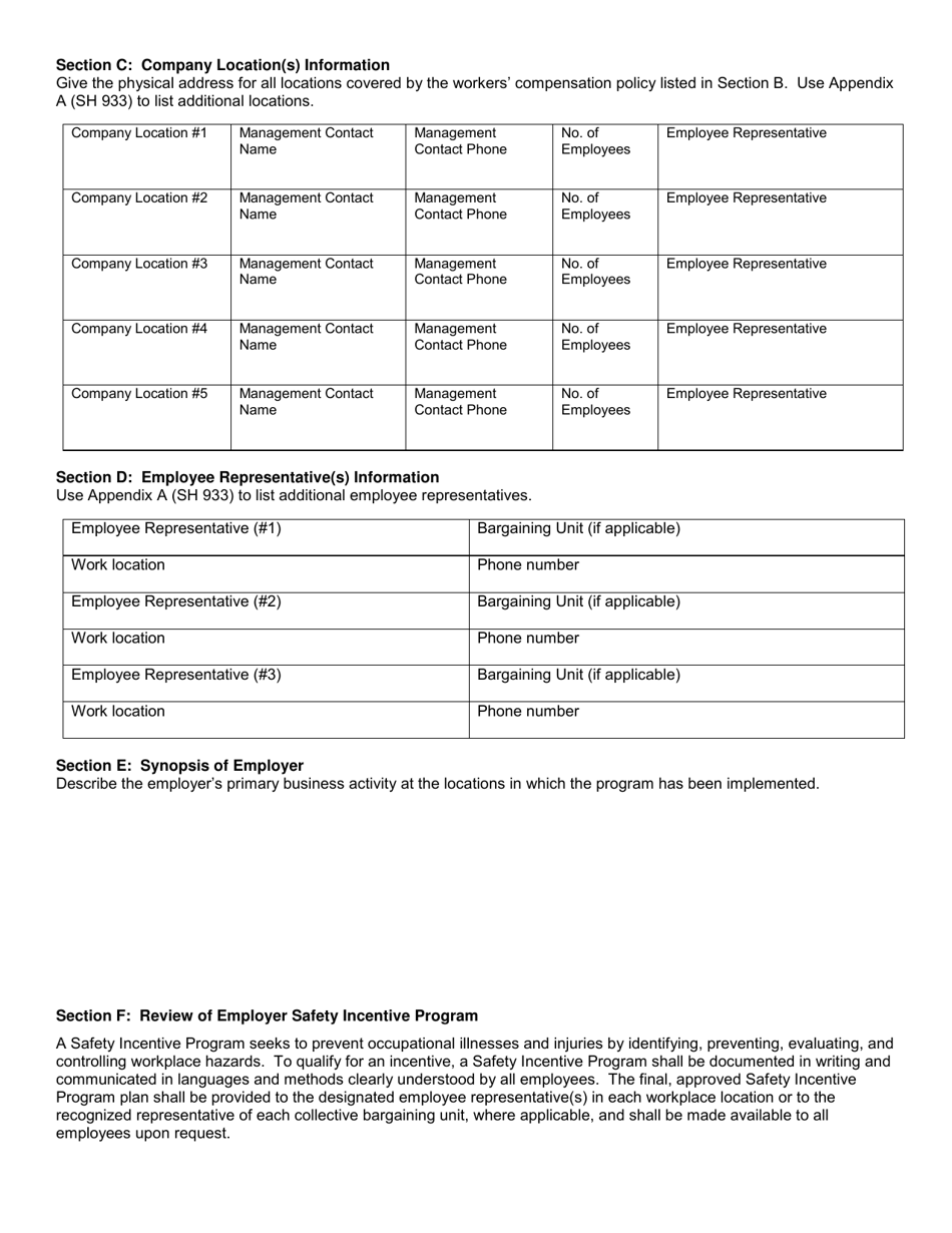 Form SH926 Workplace Safety and Loss Prevention Incentive Program Safety Incentive Program - Section 1.13 of Icr 60 Evaluation Report - New York, Page 2