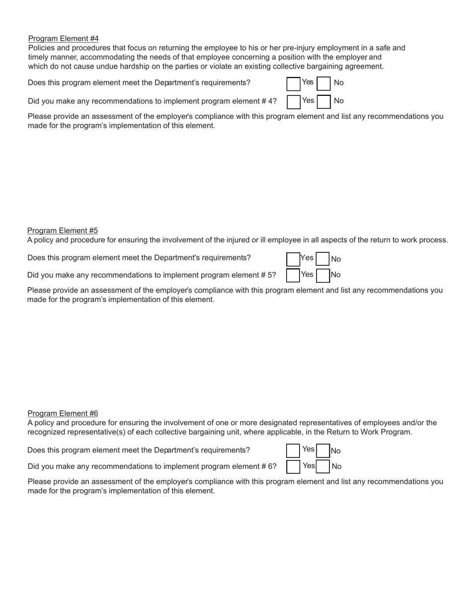 Form SH929 Workplace Safety  Loss Prevention Incentive Program Return to Work Program - Section 1.15 Evaluation Report - New York, Page 4