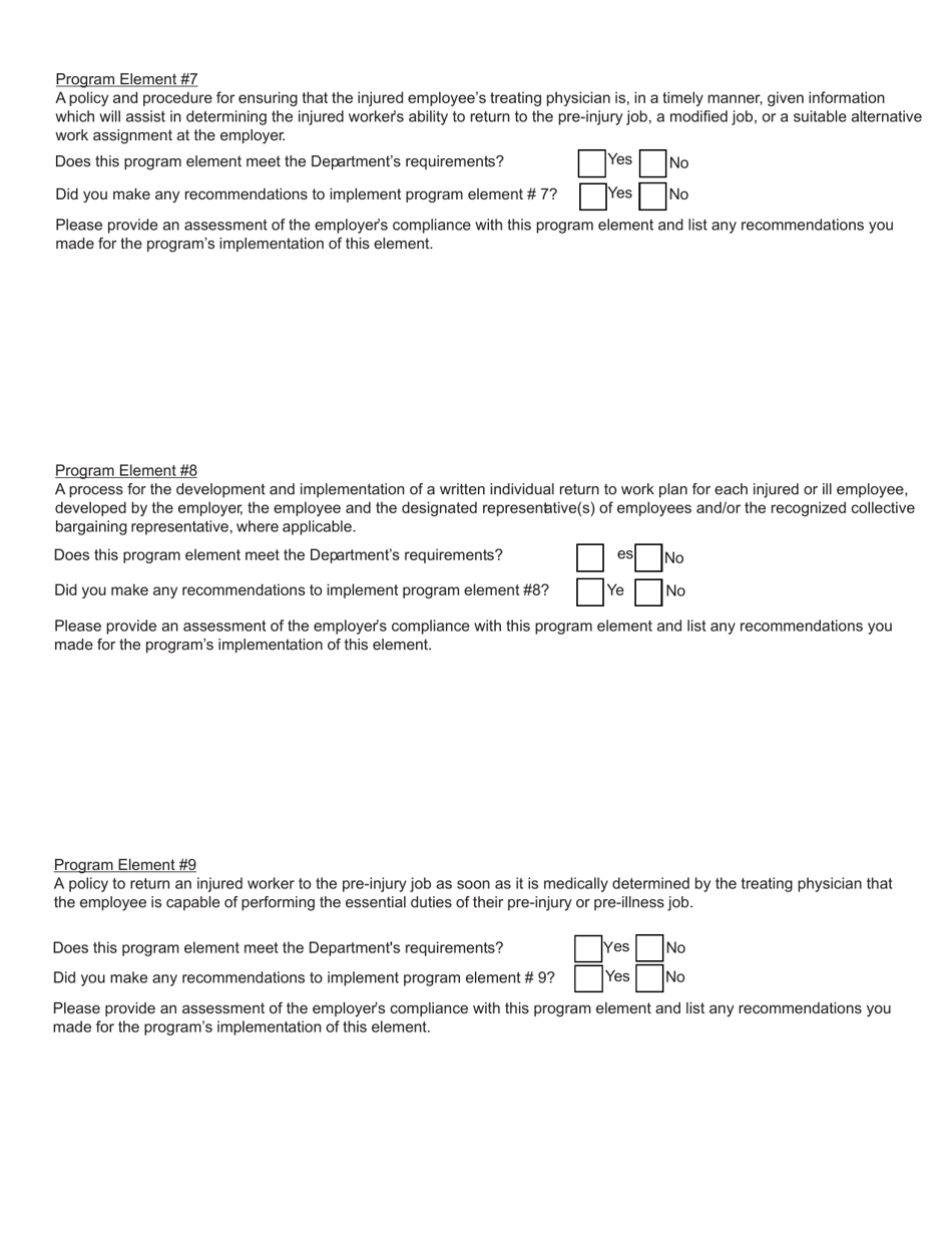 Form SH929 Workplace Safety  Loss Prevention Incentive Program Return to Work Program - Section 1.15 Evaluation Report - New York, Page 5