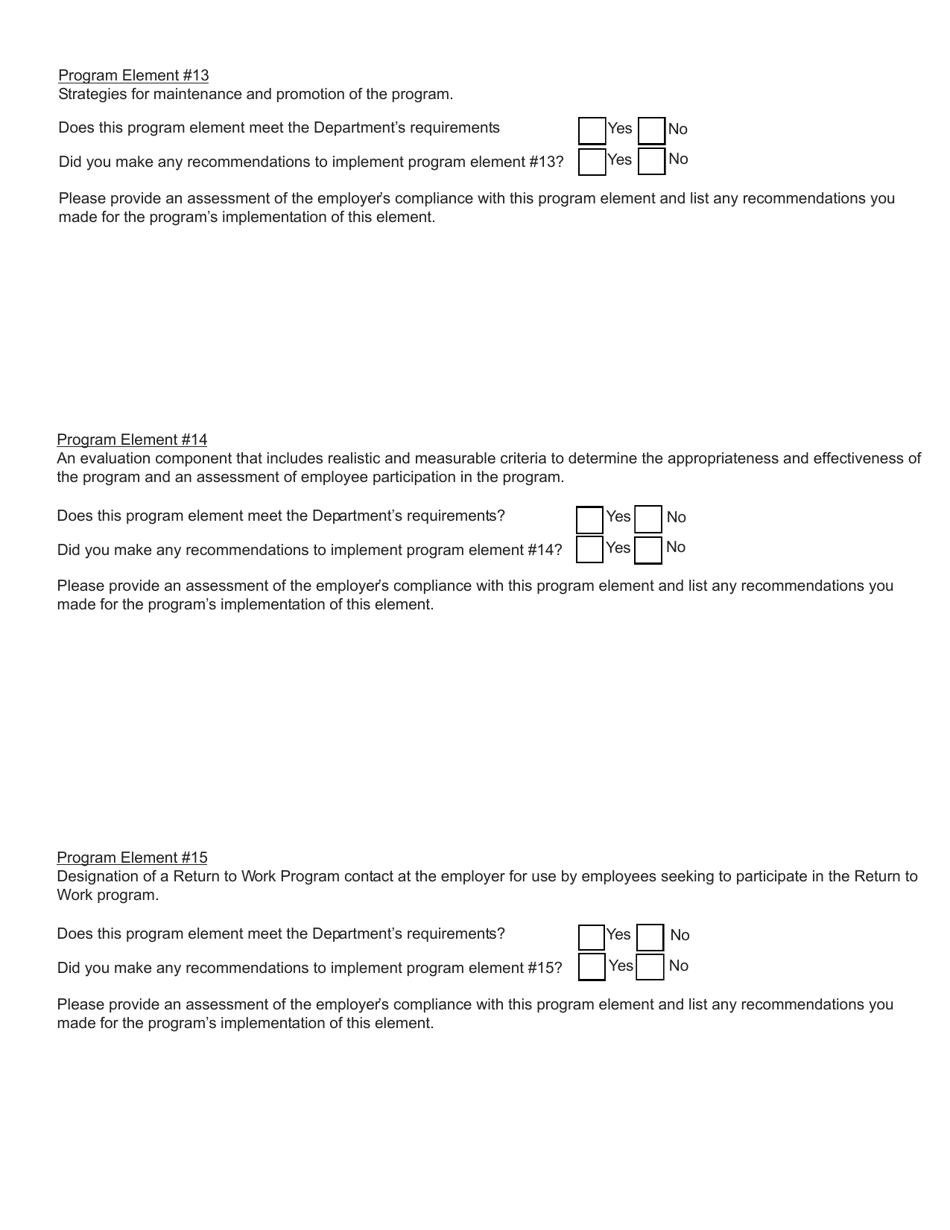 Form SH929 Workplace Safety  Loss Prevention Incentive Program Return to Work Program - Section 1.15 Evaluation Report - New York, Page 7