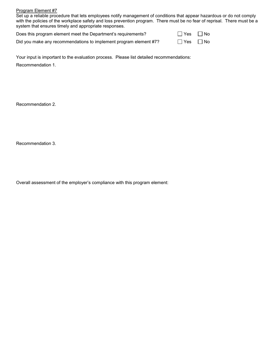 Form SH899 Mandatory Workplace Safety and Loss Prevention Program Industrial Code Rule 59 - Consultant Report - New York, Page 10
