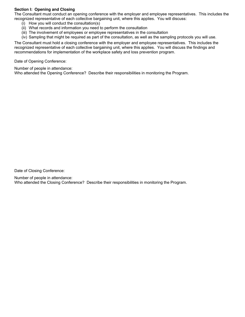 Form SH899 Mandatory Workplace Safety and Loss Prevention Program Industrial Code Rule 59 - Consultant Report - New York, Page 18