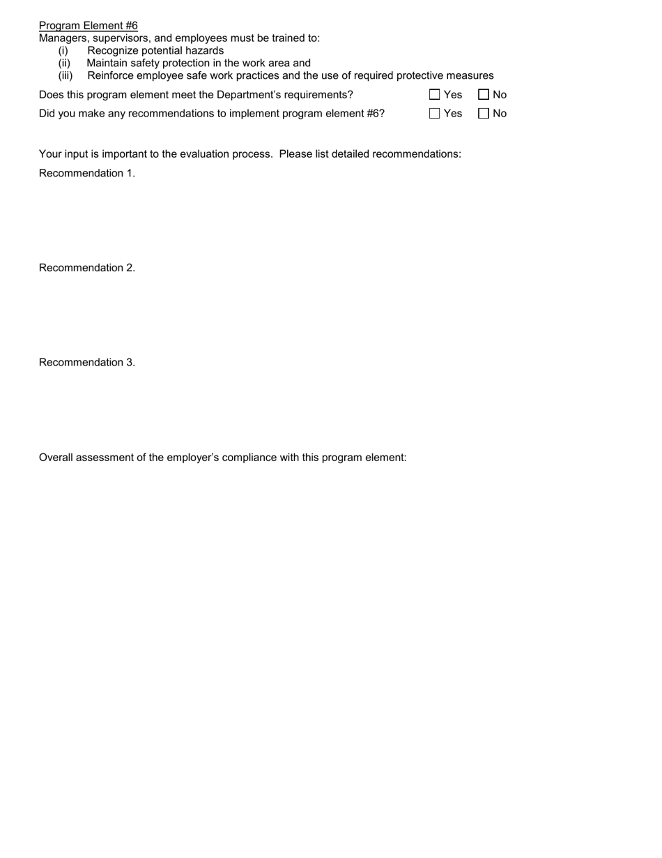 Form SH899 Mandatory Workplace Safety and Loss Prevention Program Industrial Code Rule 59 - Consultant Report - New York, Page 9