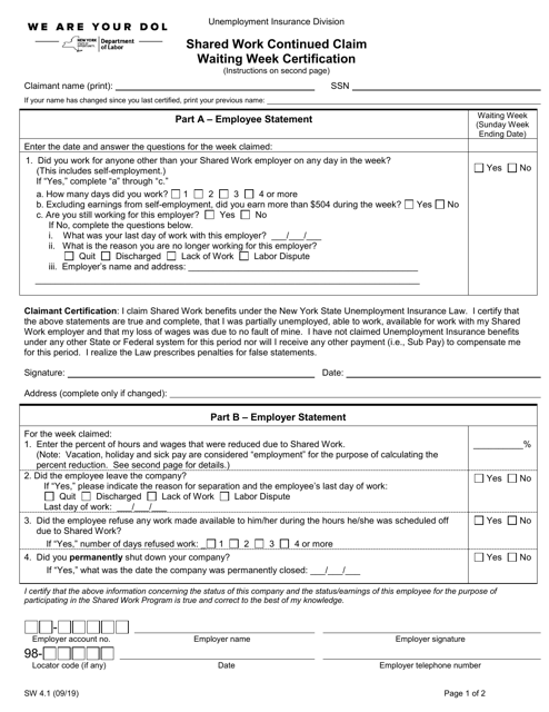Form SW4.1 - Fill Out, Sign Online and Download Printable PDF, New York ...