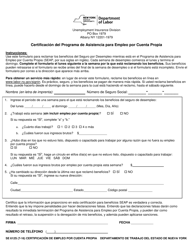 Document preview: Formulario SE612S Certificacion Del Programa De Asistencia Para Empleo Por Cuenta Propia - New York (Spanish)