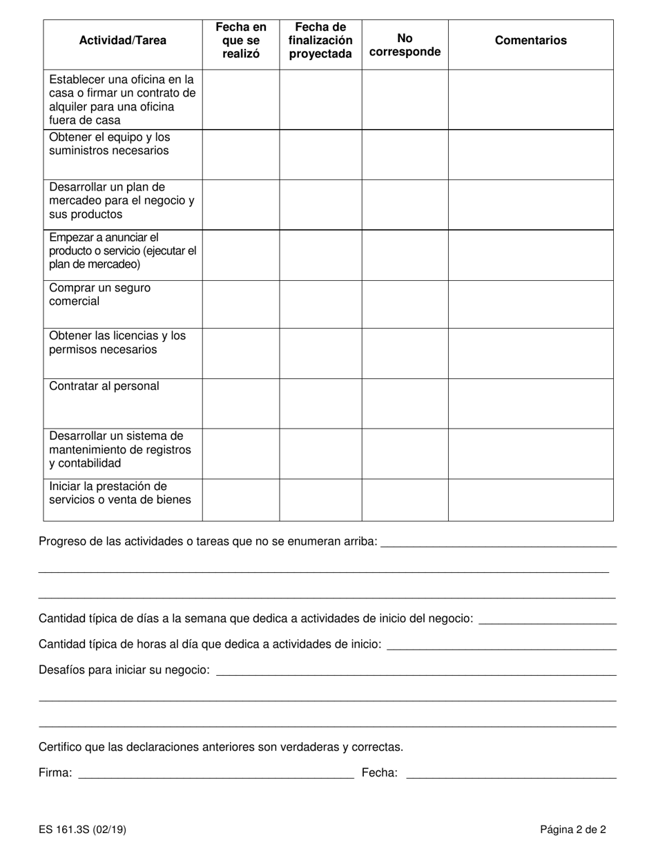 Formulario ES161.3S Programa De Asistencia Para Empleo Por Cuenta Propia Reporte De Progreso Individual - New York (Spanish), Page 2