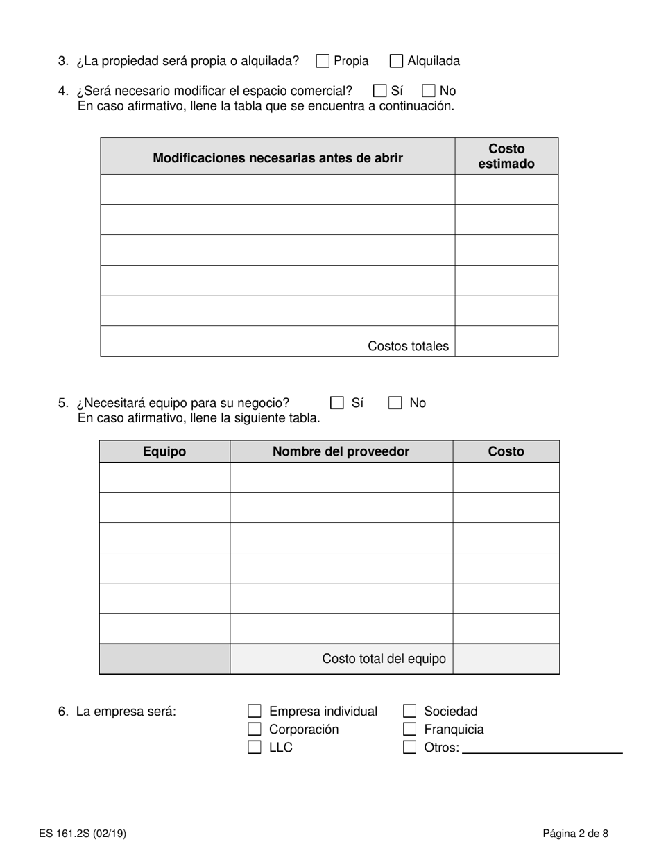 Formulario ES161.2S Programa De Asistencia Para Empleo Por Cuenta Propia Estrategia Empresarial - New York (Spanish), Page 2