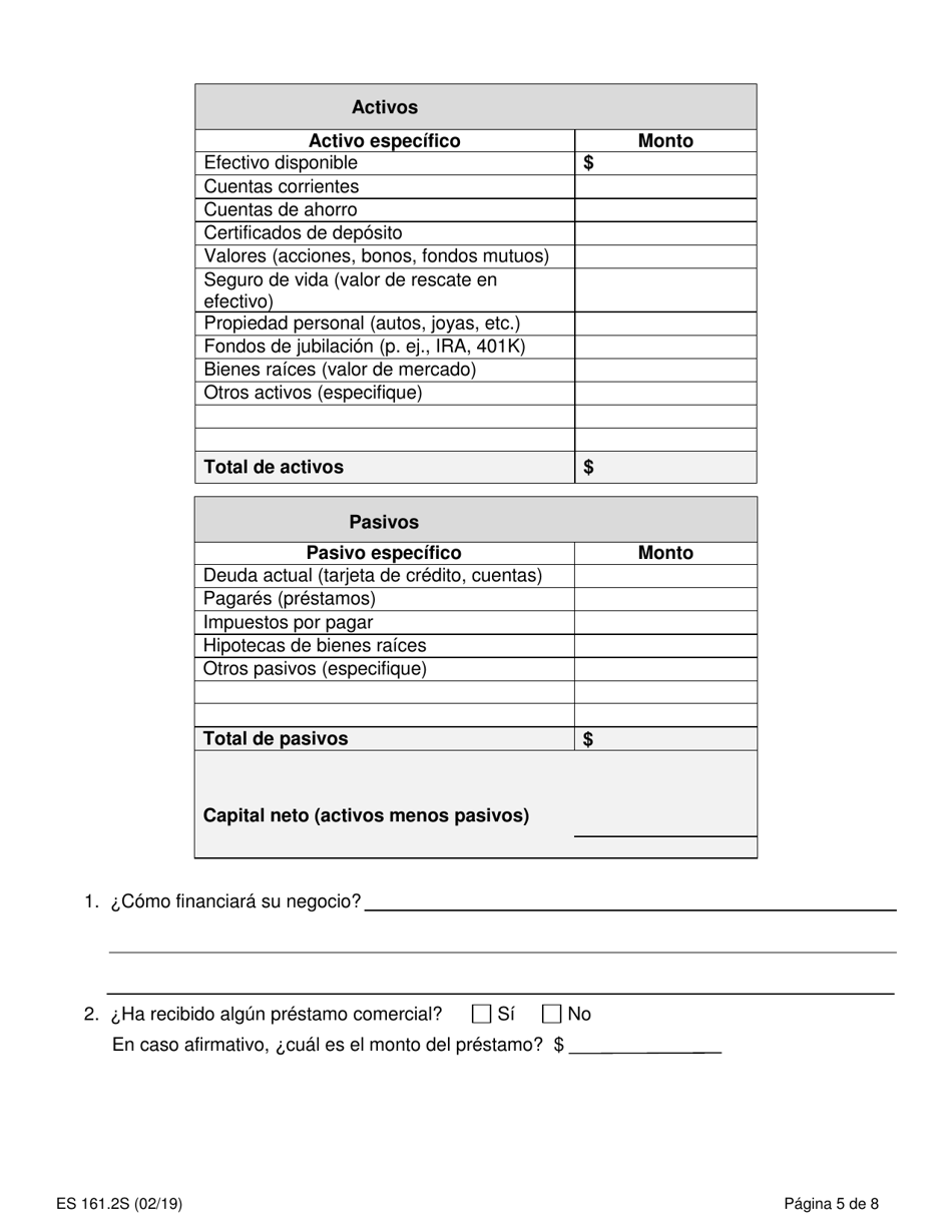 Formulario ES161.2S Programa De Asistencia Para Empleo Por Cuenta Propia Estrategia Empresarial - New York (Spanish), Page 5