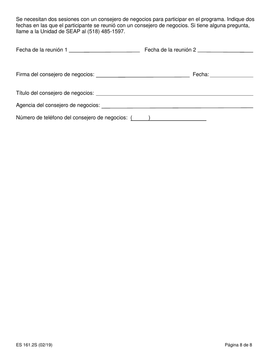 Formulario ES161.2S Programa De Asistencia Para Empleo Por Cuenta Propia Estrategia Empresarial - New York (Spanish), Page 8