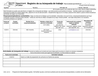 Formulario WS5 Registro De Su Busqueda De Trabajo - New York (Spanish)