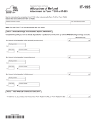 Document preview: Form IT-195 Allocation of Refund - New York
