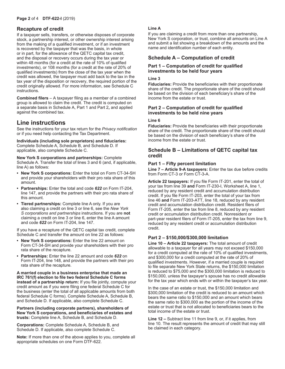 Instructions for Form DTF-622 Claim for Qetc Capital Tax Credit - New York, Page 2