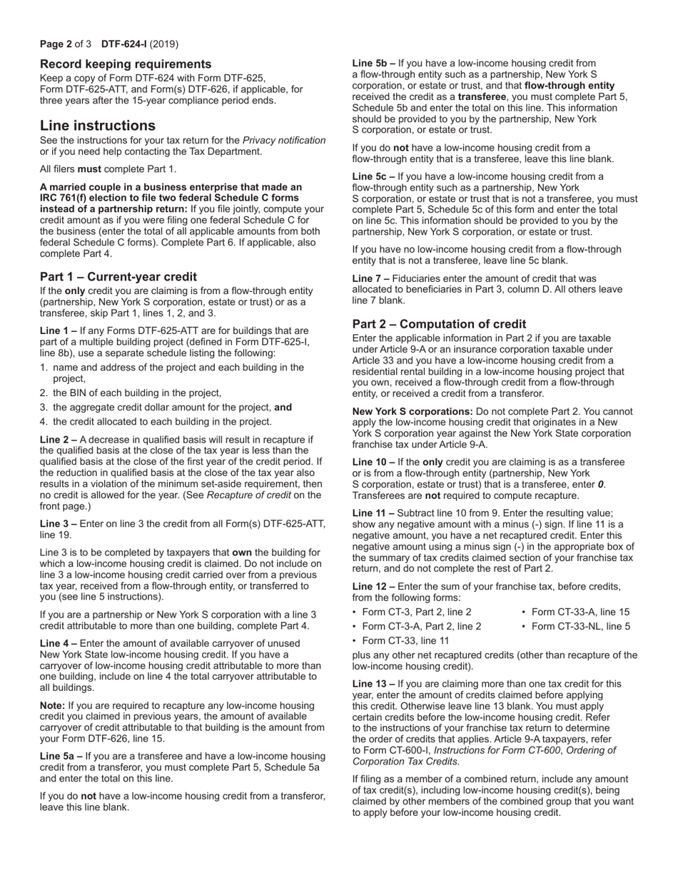 Instructions for Form DTF-624 Claim for Low-Income Housing Credit - New York, Page 2