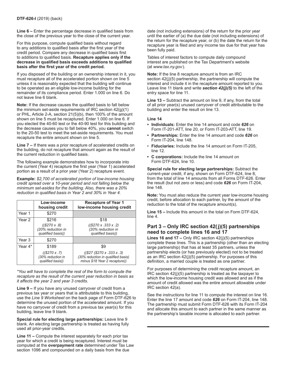 Instructions for Form DTF-626 Recapture of Low-Income Housing Credit - New York, Page 2