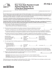 Document preview: Form IT-112.1 New York State Resident Credit Against Separate Tax on Lump-Sum Distributions - New York