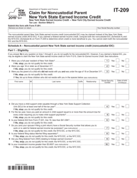 Document preview: Form IT-209 Claim for Noncustodial Parent New York State Earned Income Credit - New York