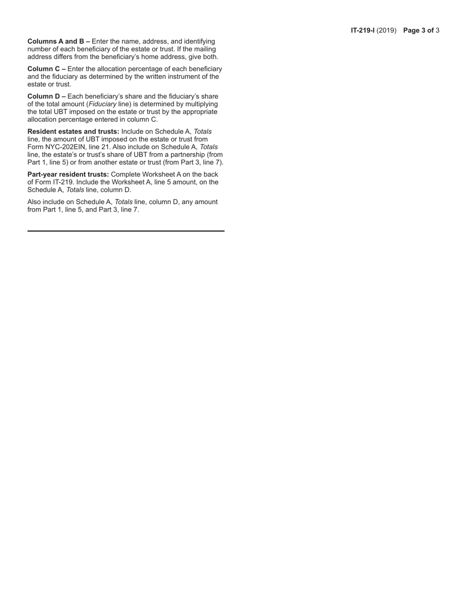 Instructions for Form IT-219 Credit for New York City Unincorporated Business Tax - New York, Page 3