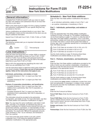 Document preview: Instructions for Form IT-225 New York State Modifications - New York