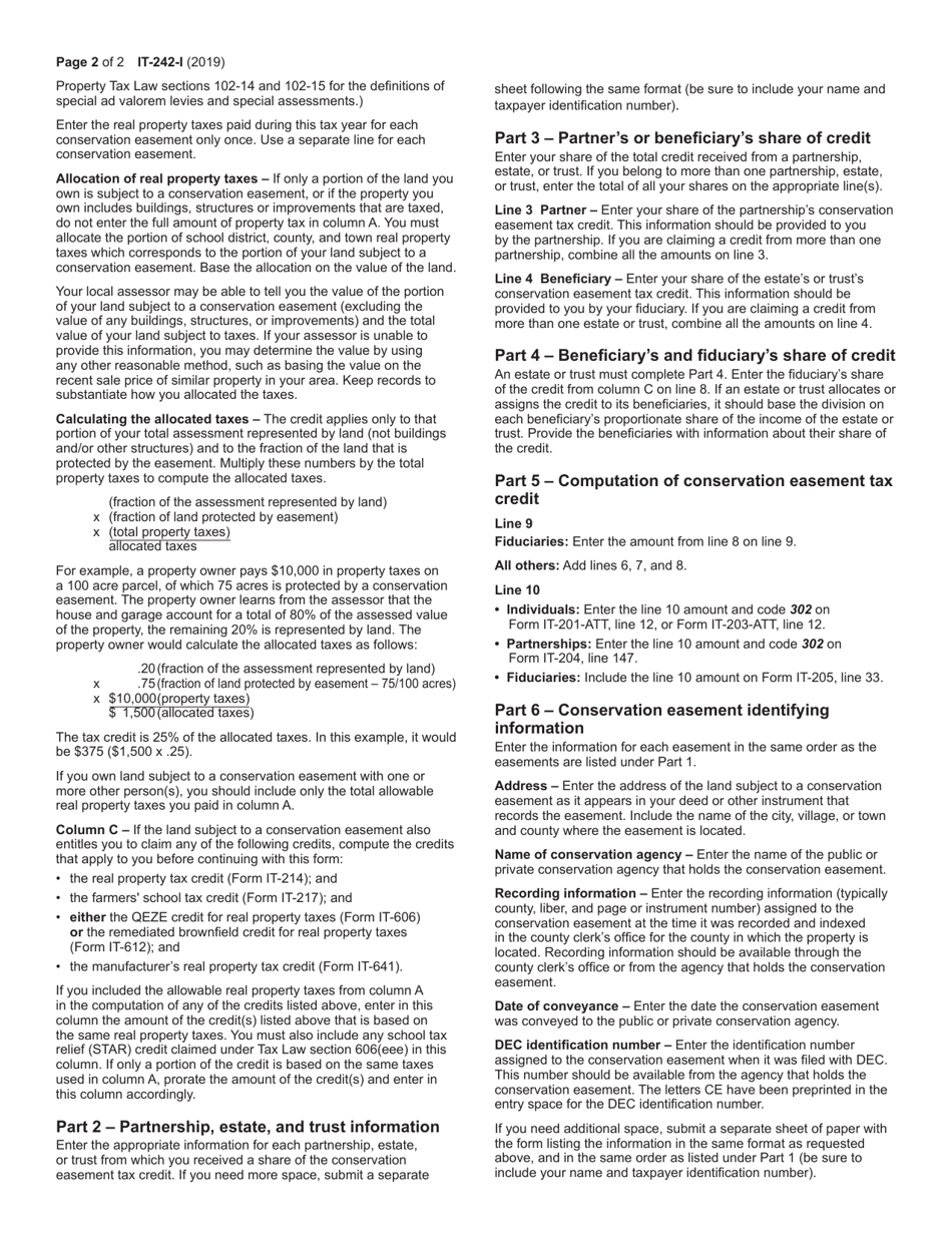 Instructions for Form IT-242 Claim for Conservation Easement Tax Credit - New York, Page 2