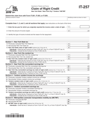 Form IT-257 Claim of Right Credit - New York