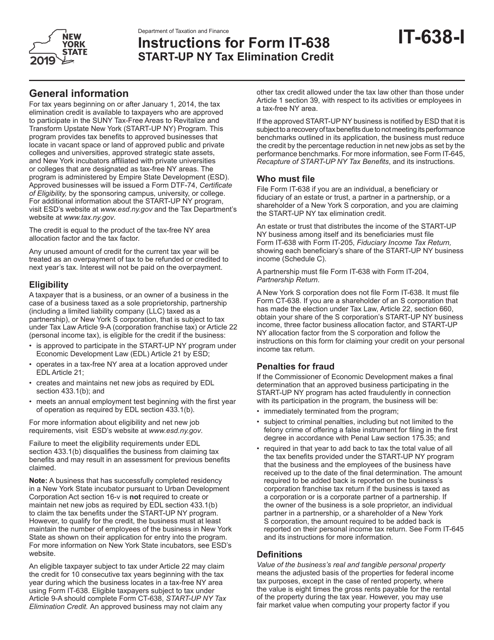 Form IT-638 2019 Printable Pdf