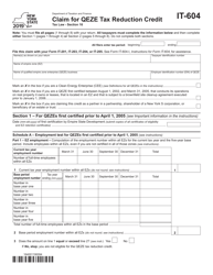 Form IT-604 Claim for Qeze Tax Reduction Credit - New York