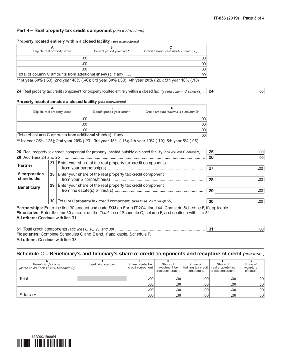 Form IT-633 Economic Transformation and Facility Redevelopment Program Tax Credit - New York, Page 3