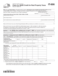 Form IT-606 Claim for Qeze Credit for Real Property Taxes - New York