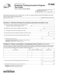 Form IT-646 Employee Training Incentive Program Tax Credit - New York