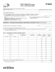 Document preview: Form IT-643 Hire a Veteran Credit - New York