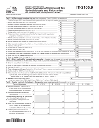 Form IT-2105.9 Underpayment of Estimated Tax by Individuals and Fiduciaries - New York