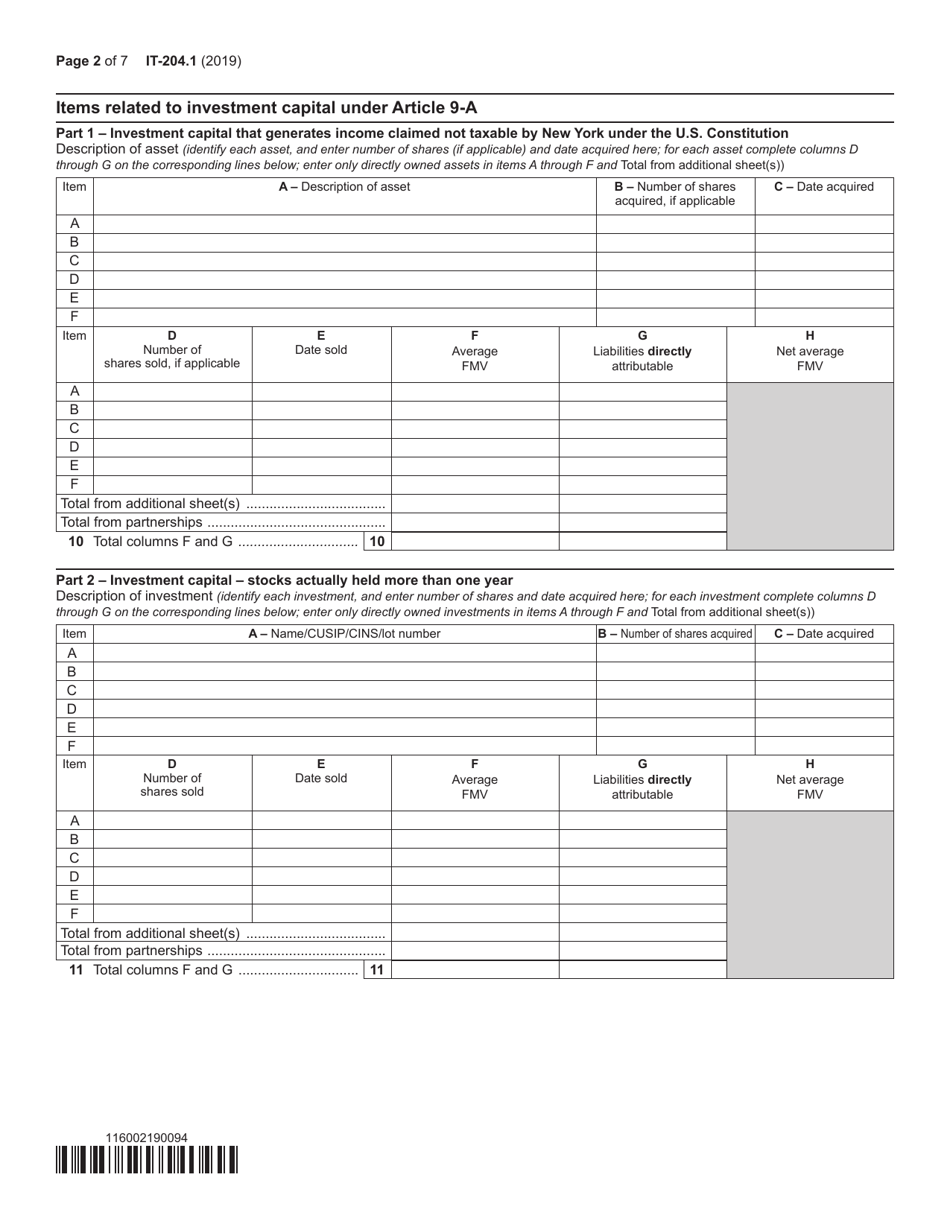 Form IT-204.1 Schedule K New York Corporate Partners Schedule - New York, Page 2