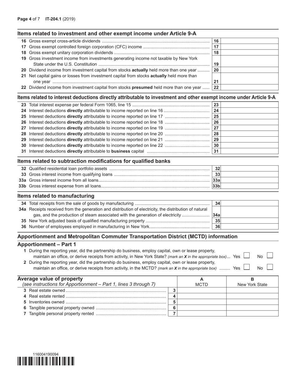 Form IT-204.1 Schedule K New York Corporate Partners Schedule - New York, Page 4