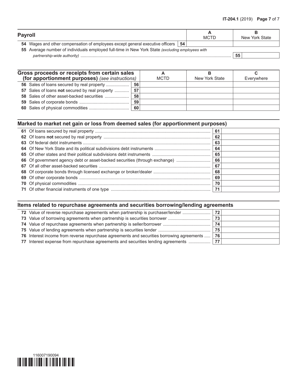 Form IT-204.1 Schedule K New York Corporate Partners Schedule - New York, Page 7