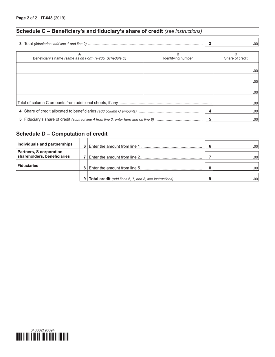 Form IT-648 Life Sciences Research and Development Tax Credit - New York, Page 2
