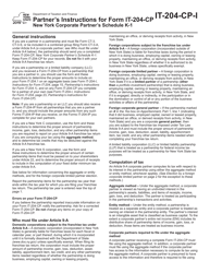 Instructions for Form IT-204-CP Schedule K-1 New York Corporate Partner&#039;s Schedule - New York