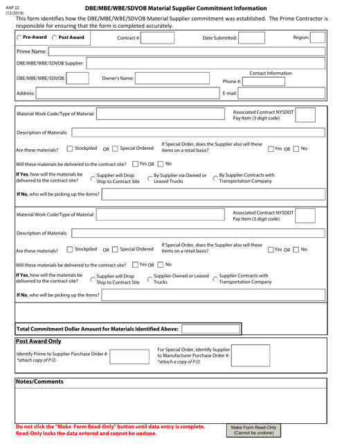 Form AAP22  Printable Pdf