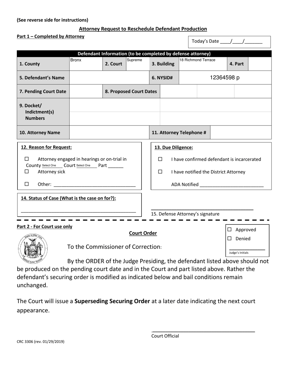 Form CRC3306 - Fill Out, Sign Online and Download Fillable PDF, New ...