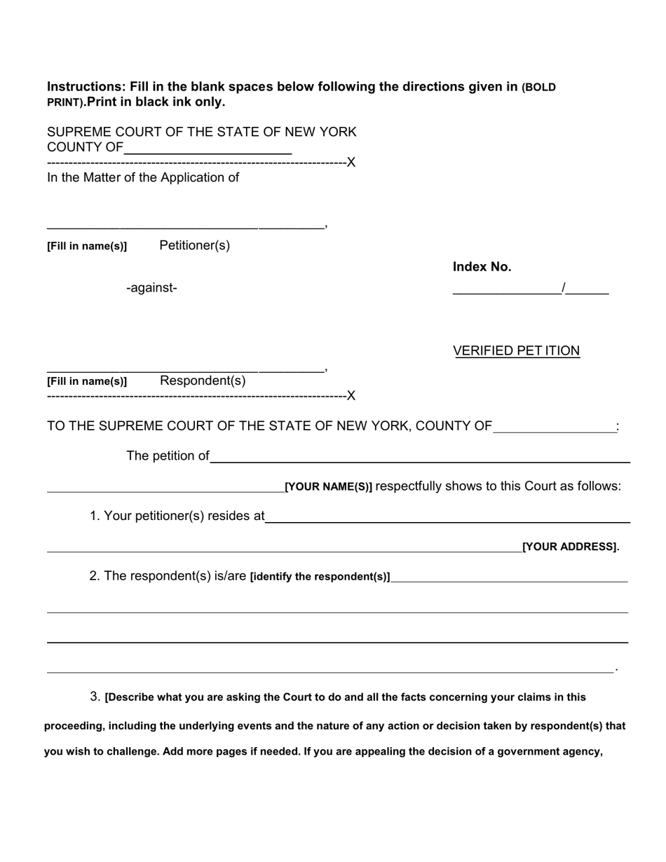 Verified Petition - Queens County, New York, Page 1