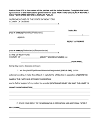 Document preview: Reply Affidavit - Queens County, New York