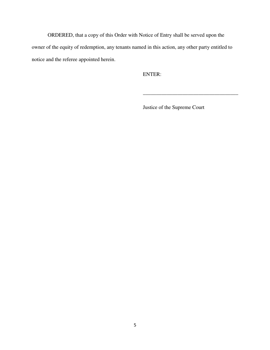 Order of Reference and Default Judgment Template - Queens County, New York, Page 5