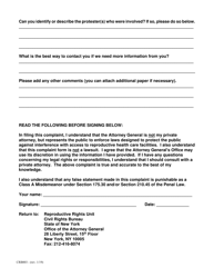 Form CRB003 Clinic Access Complaint Form - New York, Page 2