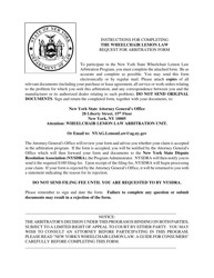 Form CFB009 New York Wheelchair Lemon Law Arbitration Program Request for Arbitration Form - New York